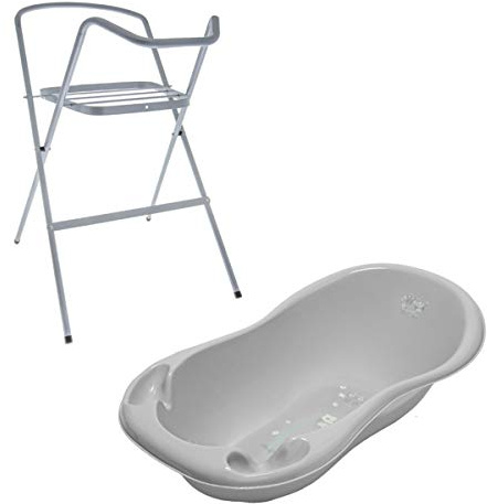 Baignoire bébé thermomètre intégré 86 cm Gris Owls Avec pied