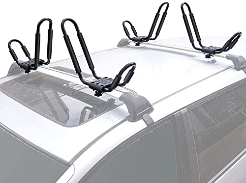 XCAR 2 Pairs Universal Kayak Rack Canoe Car Racks Set Roof Top Mount Carrier with 4 Straps for Suif Board,Kayak,Canoe,SUP