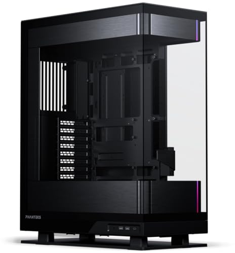 Phanteks Evolv X2 Mi-Tower-Spielrahmen, vertikales Kühlsystem, Chassis aus transparentem Hartglas, Innenpanel aus gebürstetem Aluminium mit integrierter D-RGB-Beleuchtung, gebürstetes Schwarz,