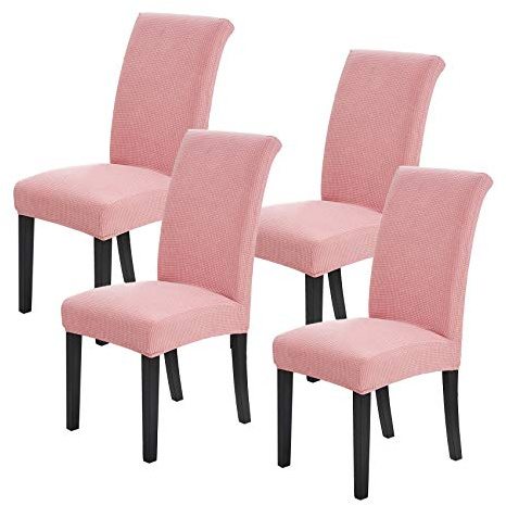 Joccun Chair Covers for Dining Room Set of 4, Dining Chair Slipcovers Stretch Dining Room Chair Covers Seat Protector,Washable Parsons Chair Cover for Home,Banquet(Dusty Pink,4 Pack)