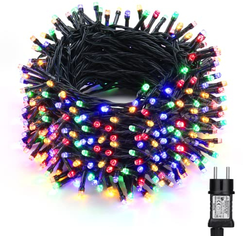 Luci Natale Colorato Esterno, BrizLabs 30M 300 LED Natale Decorazione Catena di Luci Albero di Natale Fata Luce Impermeabile Catena Luminosa 8 Modali Stringa Luci Led per Natale Giardino Eventi