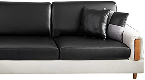 Bestenrose Sofa Sitzkissenbezug Stretch Wasserdicht Sofa überzug PU Leder Schonbezüge Couch Sofasitzbezug Kissenbezüge Husse Überzug Bezug 1 Stück Schonbezug für Wohnzimmer (2 Sitzer, Schwarz)
