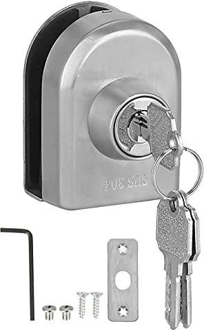 Serrure de Porte en Verre en Acier Inoxydable de 10~12 mm, Serrure de sol à Boulon avec clé, pour Portes en Verre de Magasin de Toilettes de Salle de Bains