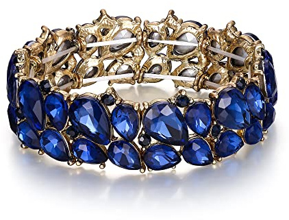 EVER FAITH Armband Damen Hochzeitsfeier Schmuck Österreichisch Kristall 2 Schicht Armkette für Braut Klar Silber-Ton