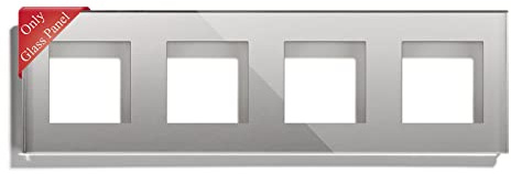 BSEED Panel de vidrio con marco para interruptores de luz y enchufes Panel de vidrio de vidrio para interruptores de luz de pared y enchufes Gris 299 mm