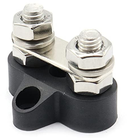 Tiardey Morsettiera per sbarra del bus Morsettiera di alimentazione isolata Morsetto di giunzione della batteria Set M8 perni doppi con barra del bus per camion 12-48 V,camper, barche - Nero