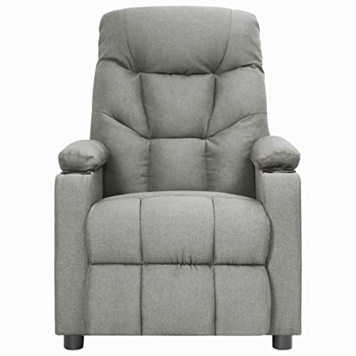 Gecheer Massagesessel mit Heizfunktion Fernsehsessel Relaxsessel Liegesessel TV Sessel Ruhesessel Polstersessel Hellgrau Stoff