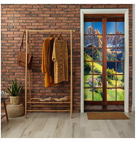 Wallarena Türtapete, Fensterblick, 91x211cm | Fototapeten - Tapeten - für Wohnzimmer Schlafzimmer - Vliestapete Wandtapete Tapete 3D Effekt- inkl. Kleister