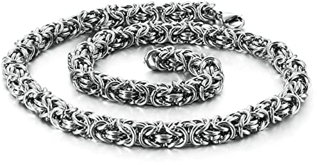 ANAZOZ Kette Edelstahl Damen Ohne Anhänger 45 cm, Halskette Herren Hip Hop Königskette Silber 8mm Breit