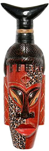 Wogeka - 50 cm Batik Ethno Wand-Maske - im Afrika Style aus Holz als Geschenk-Idee zu Weihnachten Geburtstag Dekoration - Handarbeit Schnitzerei von Bali BATIK08