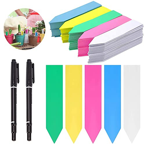 500 pièces d'étiquettes de jardin en plastique JOKILY, étiquettes pour plantes 10 x 2 cm, étiquettes de jardin colorées, étiquettes en plastique résistantes aux intempéries avec 2 stylos noirs