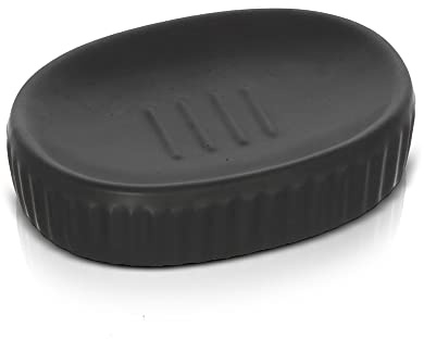 Inbagno Porta Sapone da appoggio Nero, piattino in Ceramica, Linea Cup