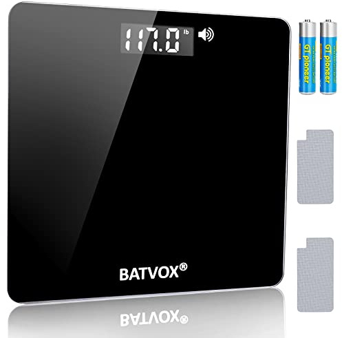 BATVOX Bilancia parlante larga per il peso corporeo, accurata bilancia digitale parlante per il corpo, grande schermo LCD, 181,4 kg, accensione e spegnimento automatico per anziani o ipovedenti,