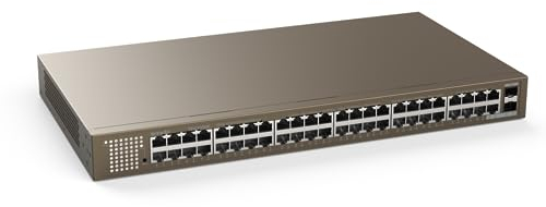 Tenda Switch Gigabit Ethernet a 48 porte | Switch per montaggio su rack non gestito | Porte schermate 48* 10/100/1000Mbps e 2* slot SFP | Plug & Play | VLAN a un tasto | Metallo robusto | Silenzioso