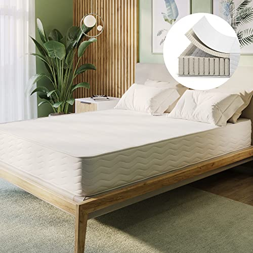 Serenia Sleep Queen 10.5-Inch GOTS-Certified Organic Latex Hybrid Quilted Mattress - Medium Firm Mattress in a Box with Soft & Organic Cotton Breathable Cover