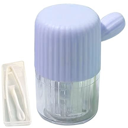 Altsuceser Portable Contact Cleaning Bottle Washer with Tweezer Drawstring, Contact-Lens Cleaner Manual Cleaner Machine for Contact-Lens Blue