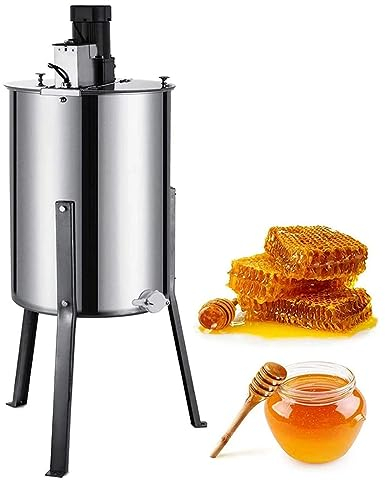 YHUEGH Elektrischer Honigschleuder, 4-Rahmen-Edelstahl-Honigzentrifugenschleuder, 20-Zoll-Durchmesser-Bienenschleuder, Beekeeping Pro Extraction Imkerei-Zentrifugenausrüstung