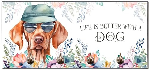 Cadouri Design-Hundegarderobe mit Vizsla - Leinenhalterung für Halsband, Leine & Geschirr - originelles Geschenk für Hundebesitzer - handgefertigt