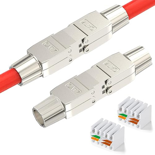 songyea 2×RJ45 Verbinder, Werkzeugloser Netzwerkkabelverbinder, RJ45 Stecker CAT5e, CAT6, CAT7 Verlegekabel Ethernet Installationskabel, Netzwerkverteiler