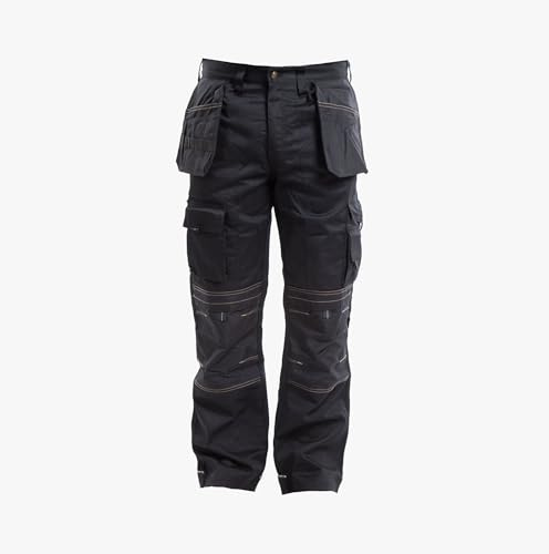 Apache Work Trousers Mens | APKHT Two | Black Mens Size 40W 29L UK | Holster and Knee Pad Pockets | Durable Materials | Regular Fit Mens Work Trousers