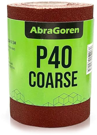 Schleifpapier-Rolle, grob K40, 115mm x 5m, Schleifpapier für Holz und Wände