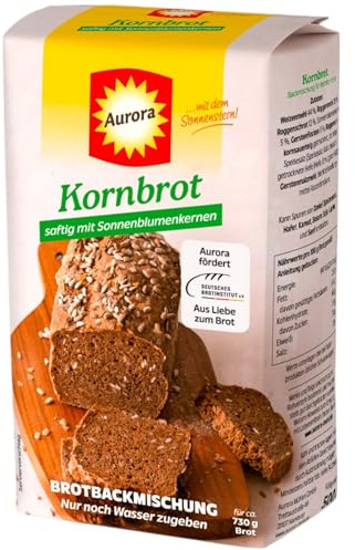 Aurora Kornbrot Backmischung saftig mit Sonnenblumenkernen 500g | mit Sauerteig & Hefe (6er Pack)