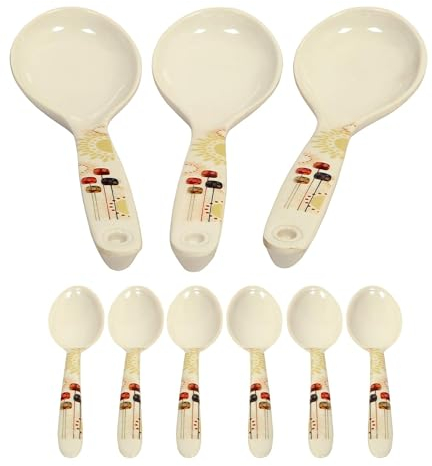 Juego de vajilla redonda de melamina con estampado para cocina, 40 piezas, blanco y multicolor