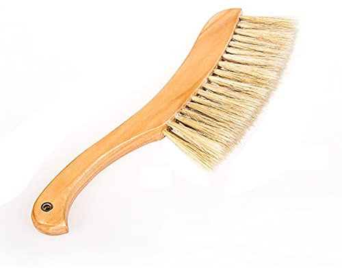 NEDLON Brosse à Épousseter à Main à Poils Souples, Balayette de Table de Banc à Manche en Bois, Balai de Nettoyage pour Lit, Meubles, Bureau, Cheminée