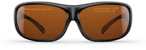 LaserPecker Professionale Laser Schutzbrille mit Tragetasche, Laserschutzbrille 180nm-532nm & 900nm-1080nm für alle Maschinen und die meisten Lasergravierer