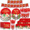KAHEIGN 170Pcs Weihnachten Geschirr Set für 24 Personen, Papier Partygeschirr Set Tischdecke Banner Weihnachten Party Deko 24set Teller&Becher&Messer&Gabel&wiederverwendbare Löffel