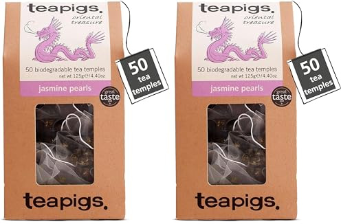 Teapigs Jasmine Pearls Tea Bags Made With Whole Leaves(2 Pack of 50 Tea Bags)