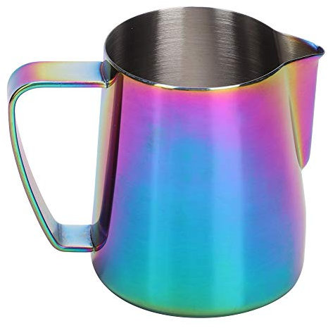Milk Frothing Pitcher,350ml Milk Frother Cup Stainless Steel Jug Steaming Pitche,Milk Steaming Pitcher, Small Milk Pitcher For Espresso Machine Latte Art Pour Cup, Milk Frother (Multi Color)