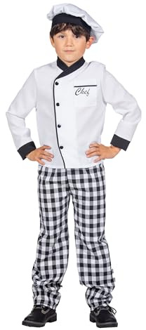 WILBERS & WILBERS 3971 - Costume da cuoco e panettiere per bambini, set di tre pezzi per carnevale | Set da 3 pezzi con top, pantaloni e berretto, costume da fornaio per Carnevale