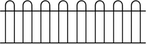 Court Hoop Top Metal Railing Panel 1830mm Gap x 490mm High galvanised Wrought Iron Style Fencing CRZP03