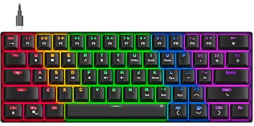 Speedlink Atmos - mechanische RGB Gaming Tastatur 60%, kabelgebunden, Brown Switches, robuste Stahlplatte, USB-C Kabel abnehmbar, Hintergrundbeleuchtet, US Layout englisch QWERTY, schwarz