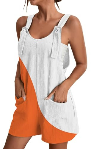 Tuta corta da donna bicolore estiva senza maniche pagliaccetto oversize salopette larghe salopette leggere pantaloncini con bretelle pantaloni da lavoro Batik salopette estive tutina pantaloni tuta,