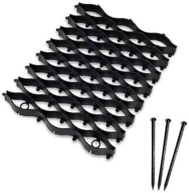 bepco Flexgitter 5er Set (40 x 30cm) – Rasengitter Geogitter – Flexible & robuste Bodenverstärkung, Mähroboter-geeignet, mit 15 Erdanker, 100% recycelter Kunststoff, für den Garten & Wege