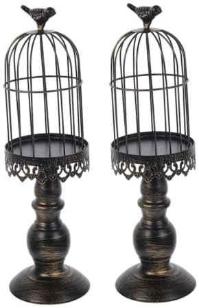 HAMPPLIES 2stücke Vintage Metall Kerzenhalter Im Vogelkäfig-Stil Dekorativ Für Tisch Romantische Hochzeits Und Festtagsdekoration Für Wohnzimmer Und Esszimmer