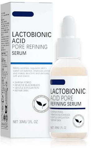 Poren Verfeinerndes Serum Gesicht mit Laktobionsäure, Porenverfeinernde Creme, Gegen Große Poren, Sanfte Formel,Saubere Poren, Porenverfeinerndes Serum, Reduziert Feine Linien, für Alle Haut