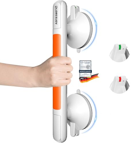 LORESJOY Shower Grab Rail No Drilling Grab Bars for Seniors Grab Rail with Suction Cup Grab Bars for Bathroom Bathtub Handle Shower Handle with Suction Cup Grab Rail Bathroom Toilet Grab Handles