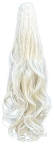 GIBZ pferdeschwanz Gelockt mit klammer ponytail extension lang gewellt Strähnchen Haarteilfür Damen Mädchen haarverlängerung zopf Partys Weiß 60-65cm