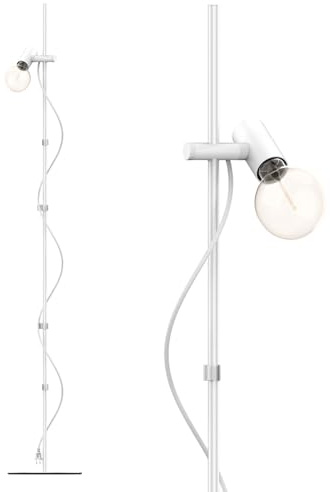 Stehlampe Wohnzimmer, LED Wolframlampe Simulation, LED-Filamentlampe Stehlampe, 158cm, 2,9 m Kabel, 230V, E27 Sockel 8W, Mit Druckschalter, Mit Glühbirne, Stabile Basis, Schlafzimmer und Wohn(Weiß)