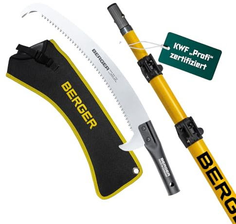 BERGER ArboRapid Set 77039 | Teleskop Astsäge für Profis | Teleskopsäge | 6,65m Arbeitshöhe | Hochentaster aus Glasfaser | Baumsäge mit Tasche & Aufsatzsäge | Astsäge Teleskop zertifiziert & geprüft