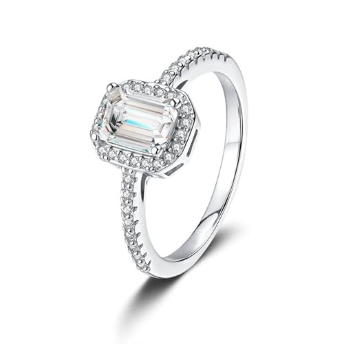 Whoiy Eheringe 950 Gold mit Moissanite 1ct, Trauring Echtgold Hochzeitsringe Halo Platin Bandring für Damen Größe 54 (17.2)