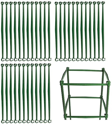 MoSundi 36 Stück Pflanzenstecker Arme für Tomatenkäfig, 30 cm ABS Spalier Verbindungsclips mit 2 Schnallen, wetterfeste grüne Gartenstütze für Tomaten, Gemüse, Obst, Blumen und Kletterpflanzen