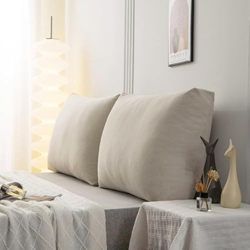 GYCS Rückenkissen Bett/Sofa, Rückenstützkissen, Bezug Waschbar, Lesekissen, Buchkissen, Große Bettkissen Rückenlehne Kissen Für Couch, Sofa, Wand,Weiß,1 pc90x58x18CM
