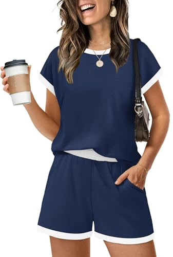 Desol Women’s Airport Outfits Chic Lounge Wear Sets Elegant Summer Short Sleeve Shirt and Shorts Suits Womens Tracksuit Sweatsuit