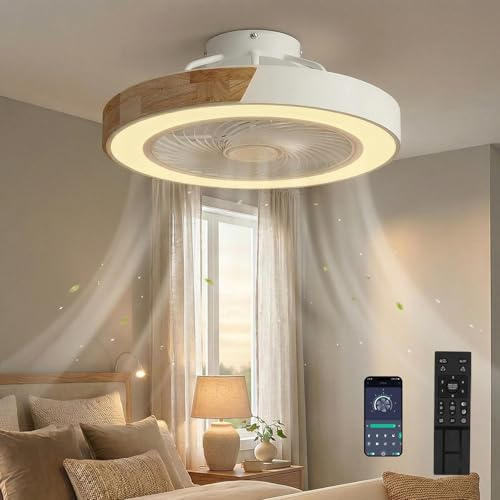 DATO Deckenventilator Mit Beleuchtung, Ventilator Deckenleuchte, 3 Farbtemperatur und 6 Geschwindigkeiten LED- Deckenventilator mit Lampe Leise Dimmbar Ventilator Deckenleuchte (B)