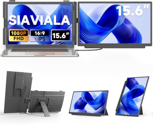 siaviala Extensor De Pantalla para Portátil de 15.6 Monitor Portátil IPS 1080P FHD, Doble Pantalla para Portatil de 13 a 17» Plug & Play para Windows/Mac/Android/Switch/PS5