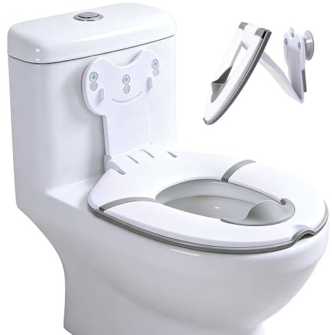 HOVCEH Toilettensitz Kinder, Toilettenaufsatz Kinder, Klositz für Kinder, WC Sitz Kin-der mit Urin Barriere, Saugnapf, Kindertoilettensitz für Unterwegs, Einstellbare Länge, Weiß